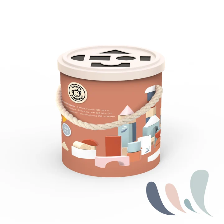 דלי קוביות מעץ- 50 קוביות – תמונה 2