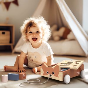 עגלת קוביות מעץ שועל